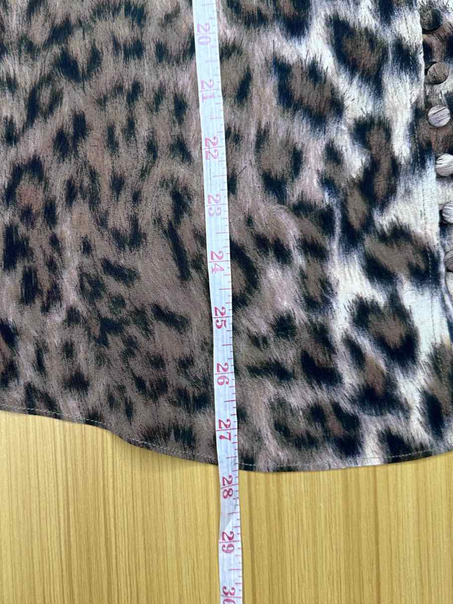 joie Brown 100% Silk Leopard Print Button-down Size S