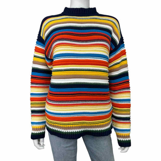 VVB VICTORIA BECKHAM 100% Cotton Striped Sweater, striped oversized sweater