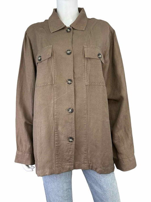 J. Jill NWT Brown 100% Linen Blend Jacket Size XL