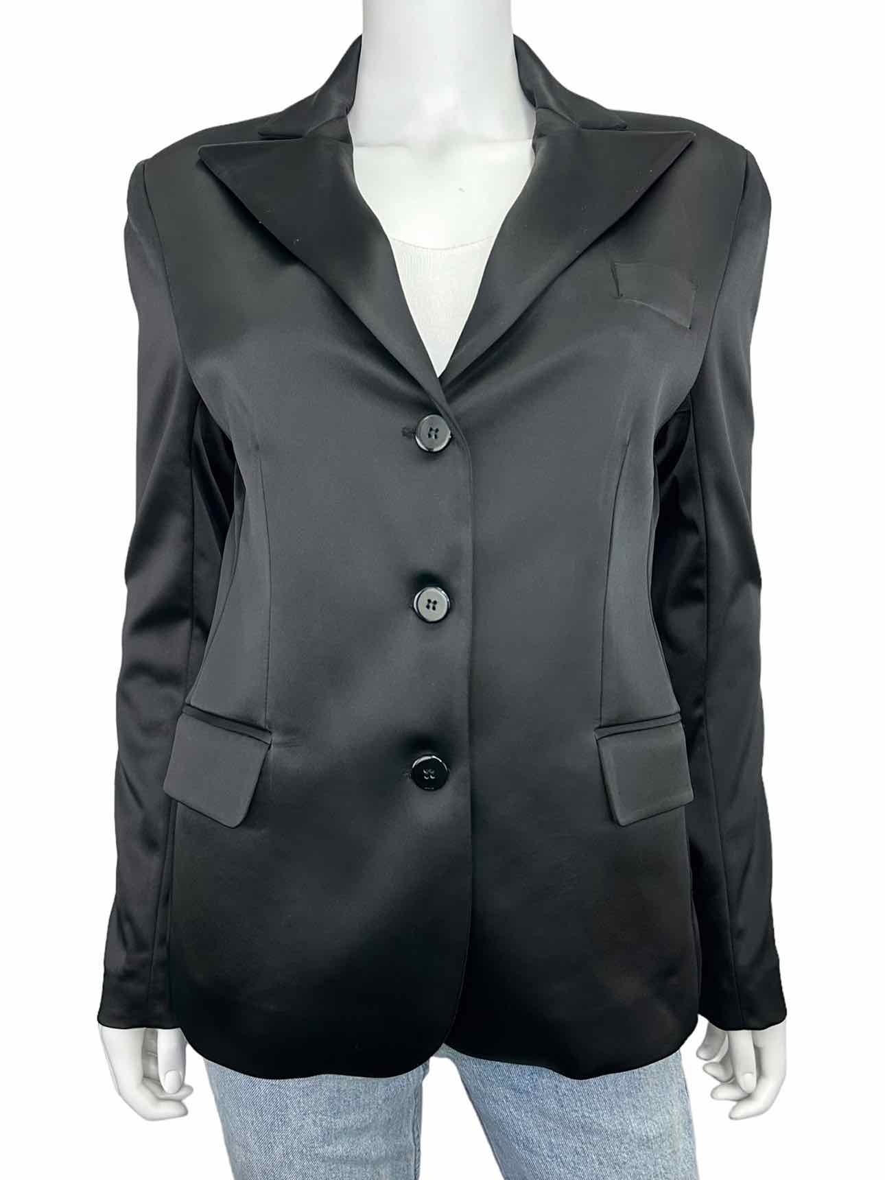 dusica dusica Black Satin Blazer, front