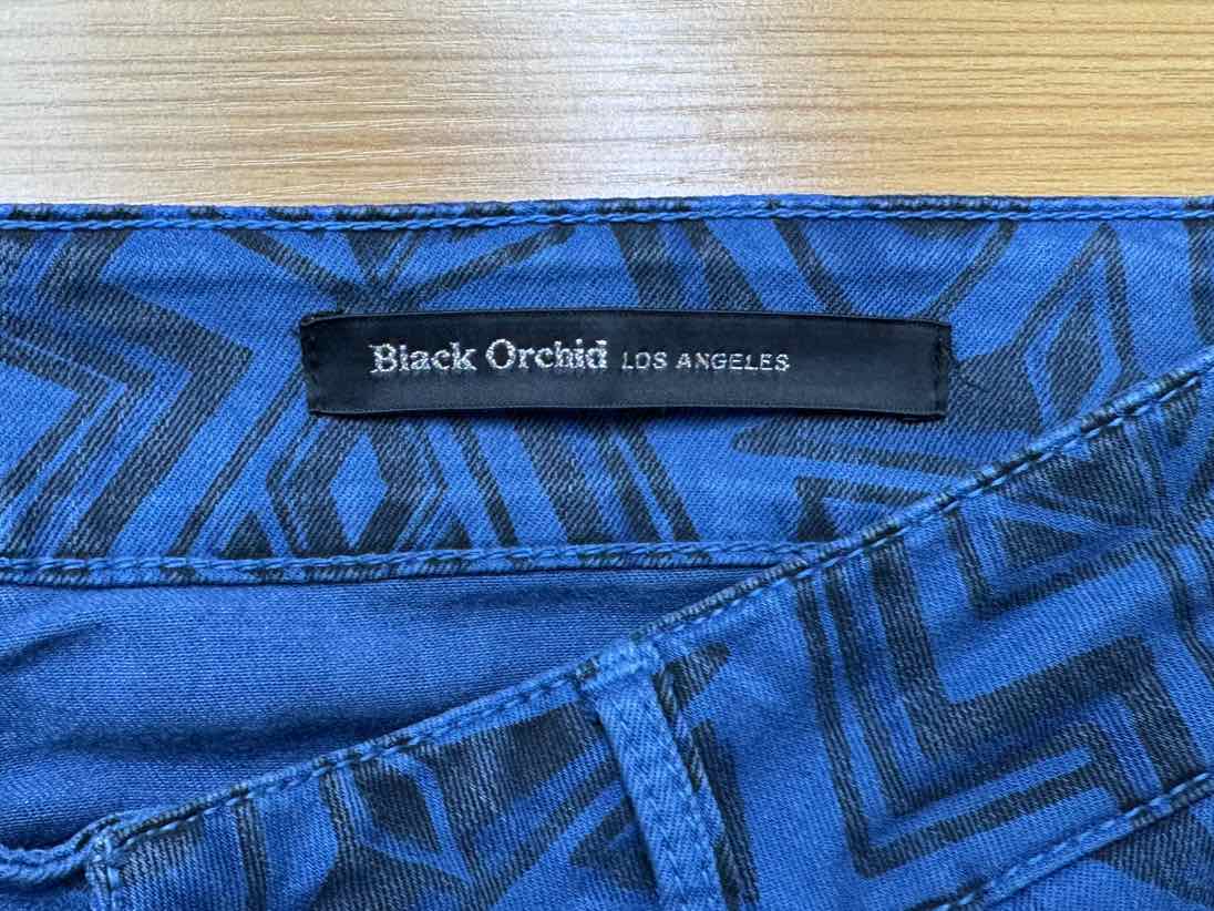 Black Orchid Blue Abstract Print Skinny Jeans Size 26