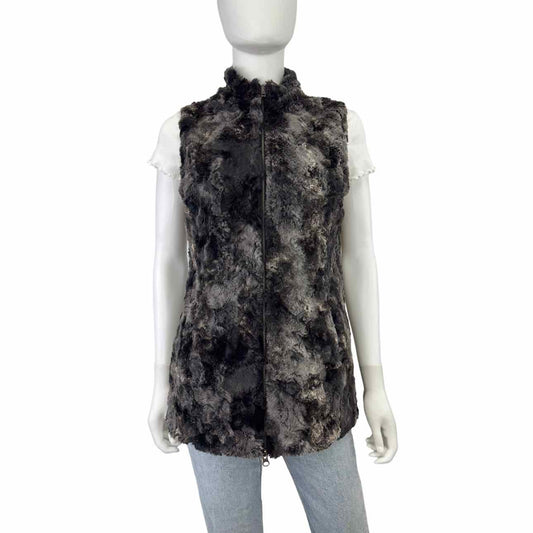 J'ENVIE NEW YORK Black Faux Fur Vest , front