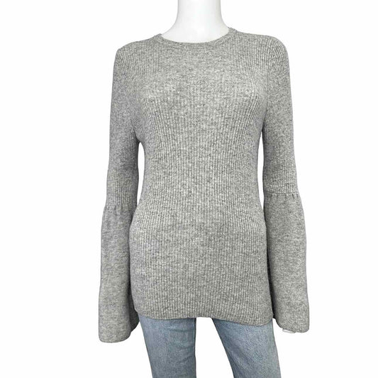 MAGASCHONI Gray 100% Cashmere Bell Sleeve Sweater, front