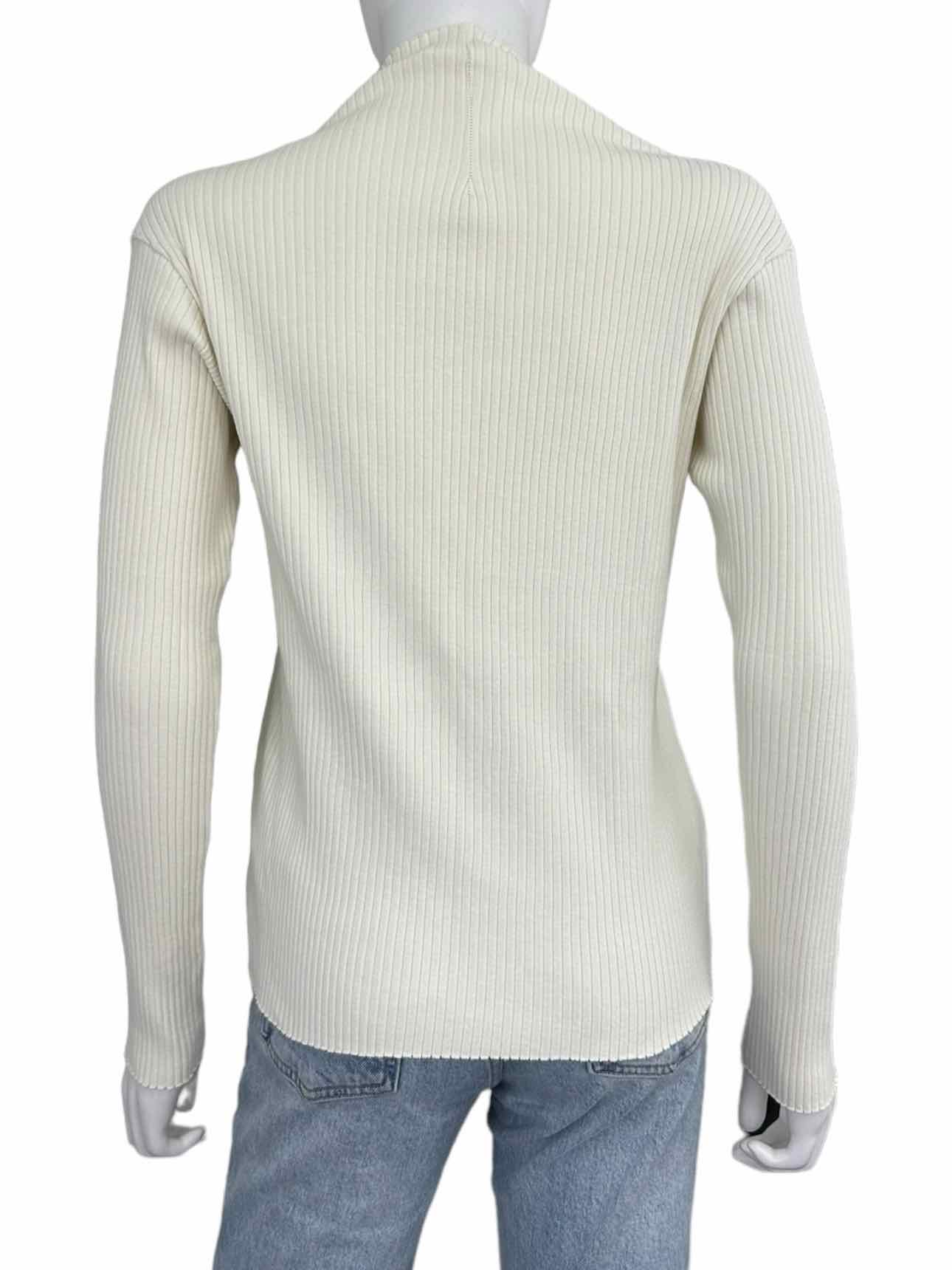 STATESIDE Cream Ribbed Knit Mock Neck Top Size S