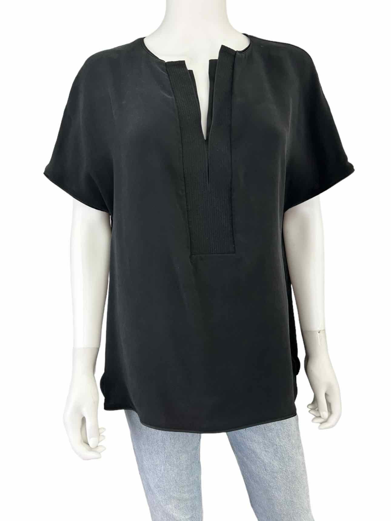 LAFAYETTE 148 NEW YORK Black 100% Silk Popover Top Size M