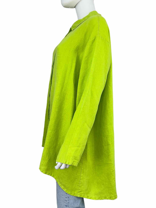 bryn WALKER Lime Green 100% Linen Button-down Size M