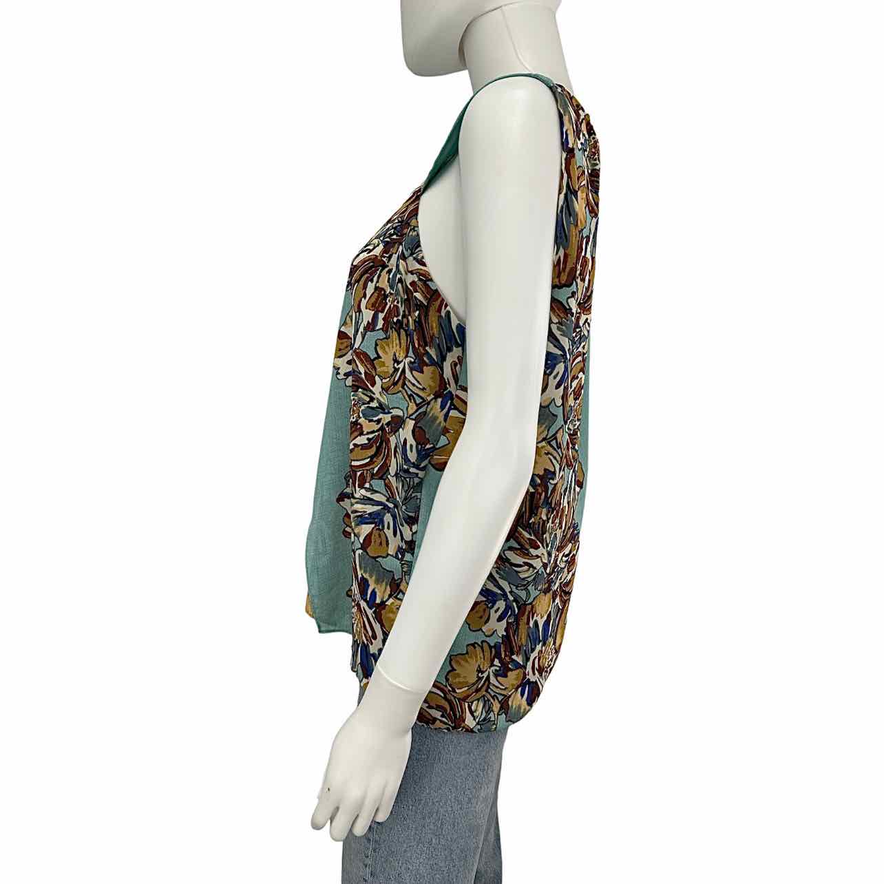 BCBGMAXAZRIA Blue Floral Print Top Size M alineconsignment