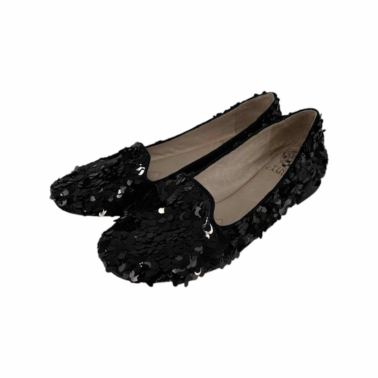 VINCE CAMUTO Black Sequined LORIA Flats Size 7.5 alineconsignment