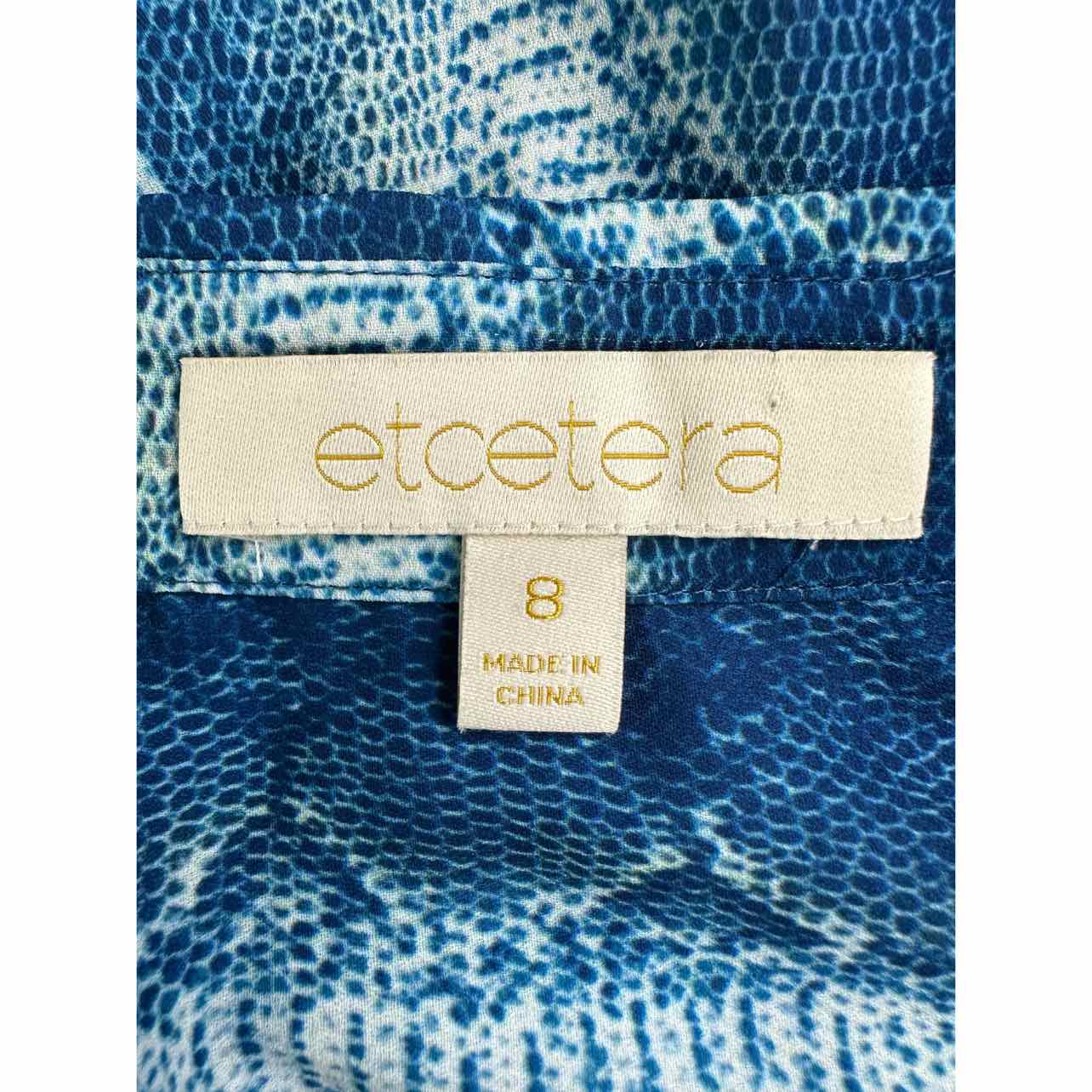 ETCETERA Blue Snake Print Top Size 8