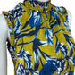 ecru Chartreuse 100% Silk Floral Print Top Size M