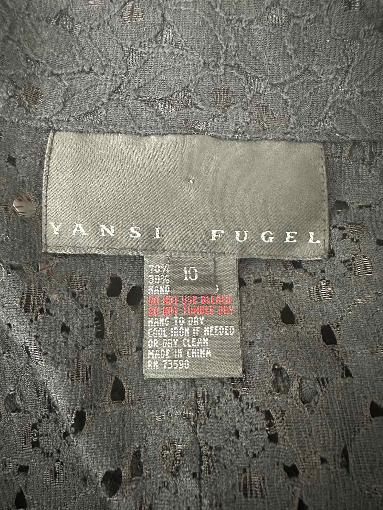 Yansi Fugel Black Lace Blazer Size 10