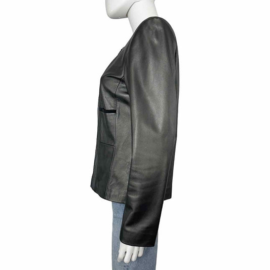 DONCASTER Metallic Gray Leather Jacket, left side  view
