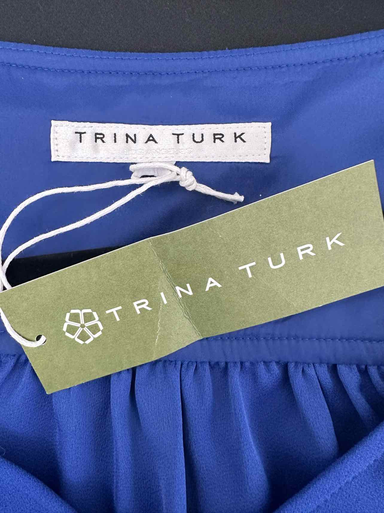 Trina Turk Blue V-neck Popover Top Size L