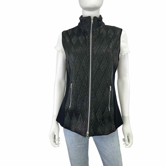 J'ENVIE NEW YORK Black Quilted Pattern Vest, front