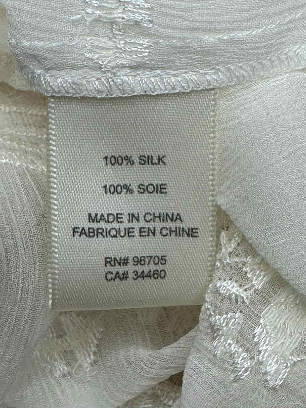 REBECCA TAYLOR Cream 100% Silk Embroidered Top Size 0