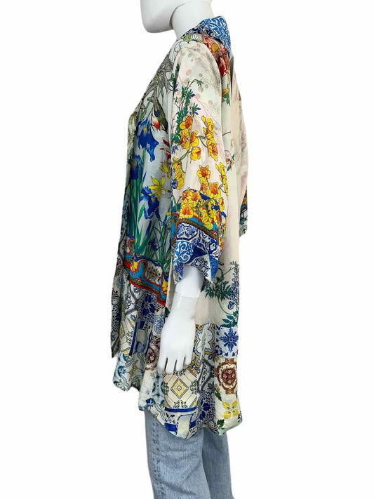 Johnny Was 100% Silk Floral Print Reversible Kimono Size S