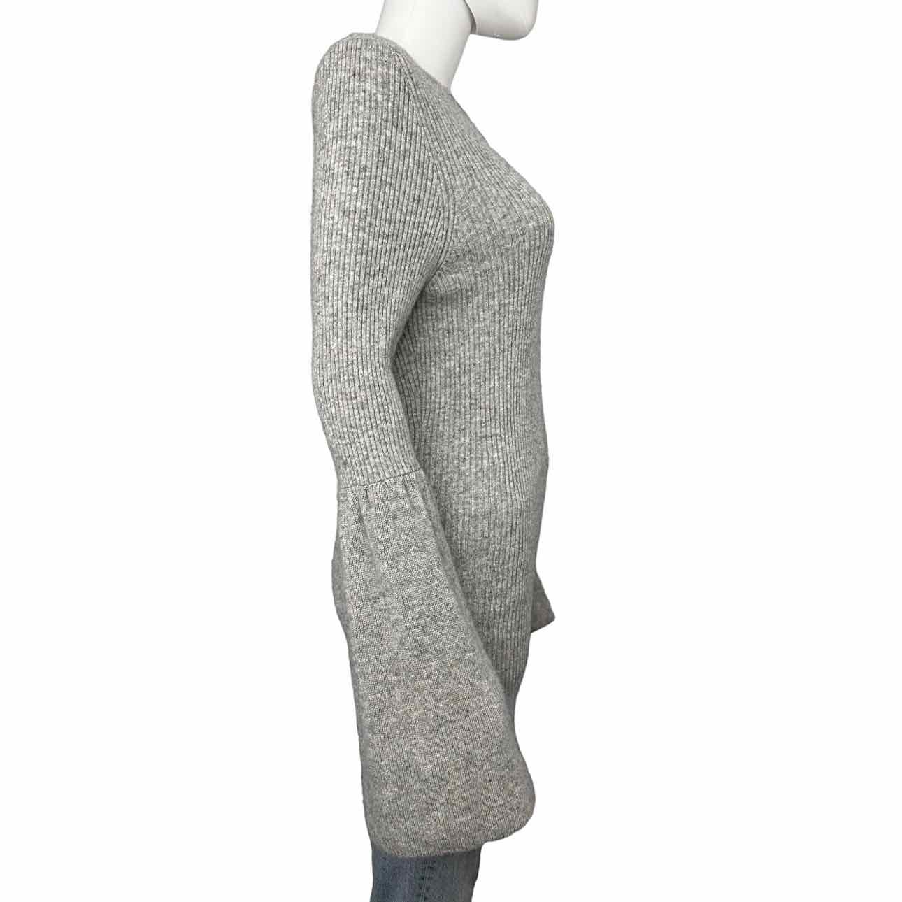 MAGASCHONI Gray 100% Cashmere Bell Sleeve Sweater, right side