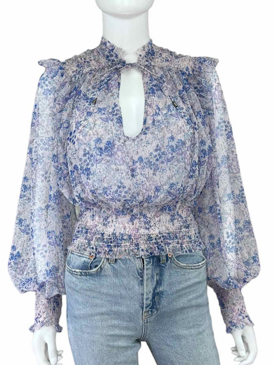 Free People Lilac Floral Print Blouse Size M