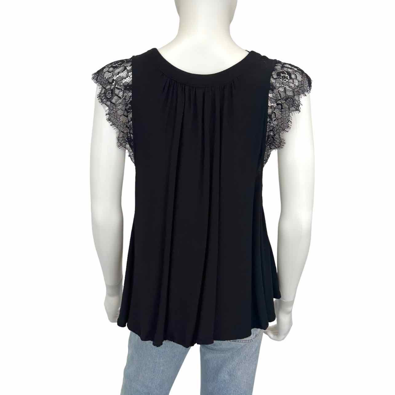 Free People Black Lace Lined Blouse Size XS