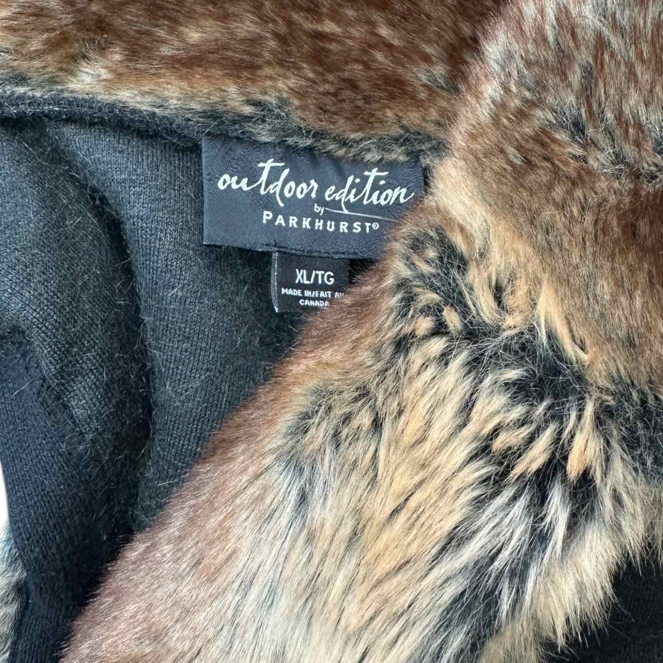 Outdoor Edition by PARKHURST Brown Vegan Fur Vest Size XL