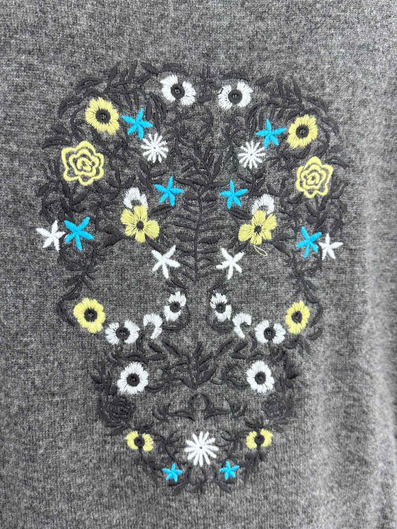 SKULL CASHMERE Gray Wool Blend Embroidered Sweater Size M