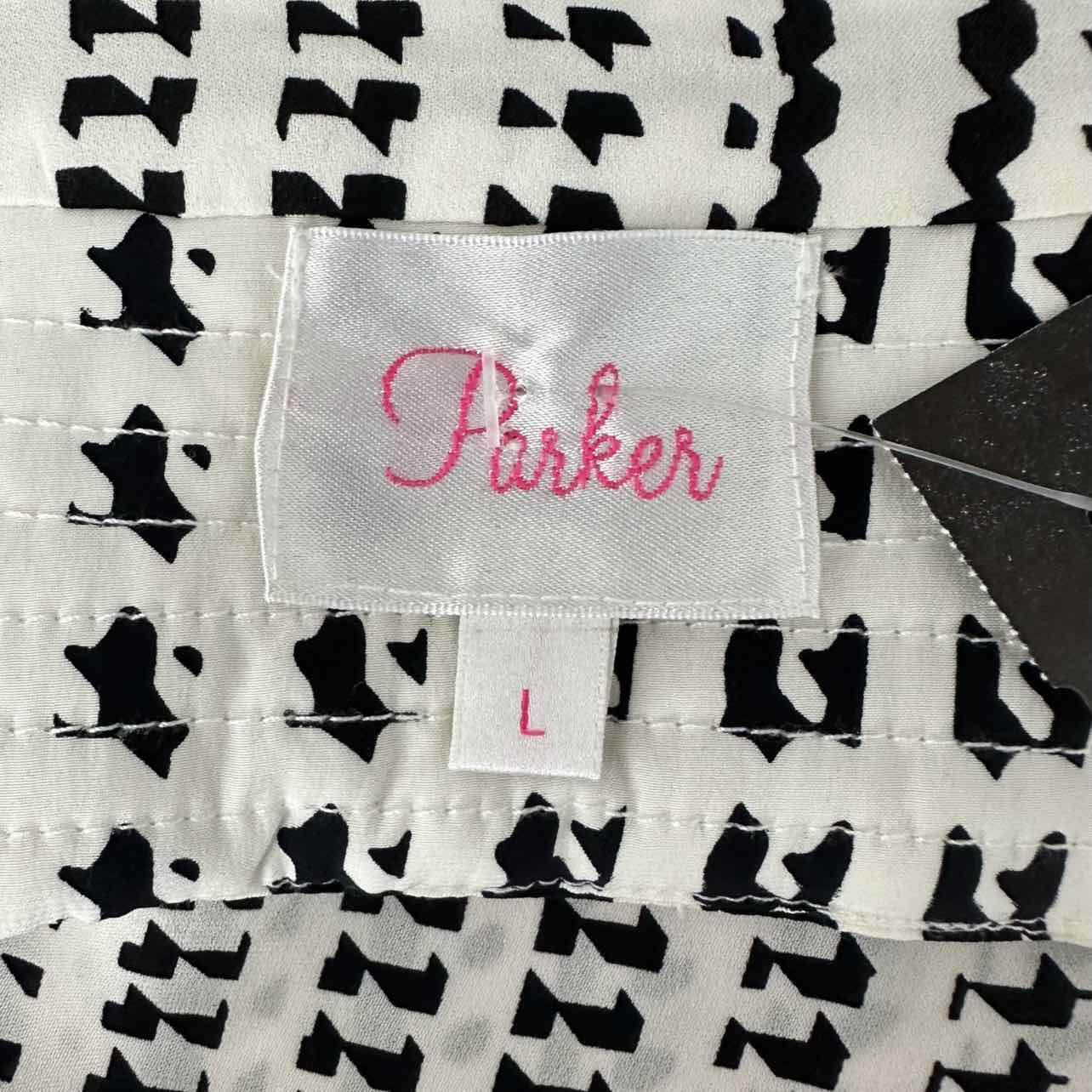 Parker Black & White Print Dress Size L