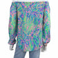 Lilly Pulitzer Green Silk Print Off Shoulder Blouse Size S