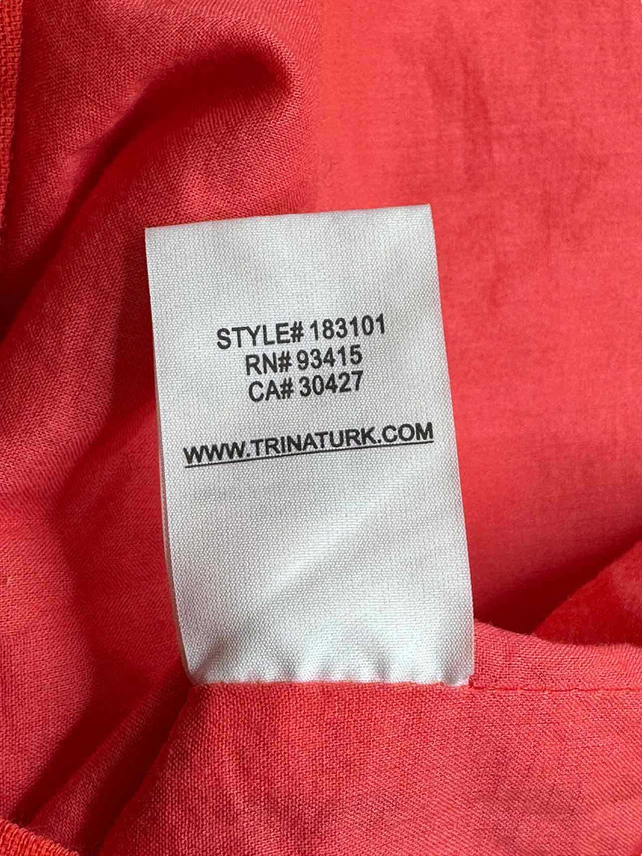 TRINA TURK Orange 100% Cotton Smocked Top Size XS