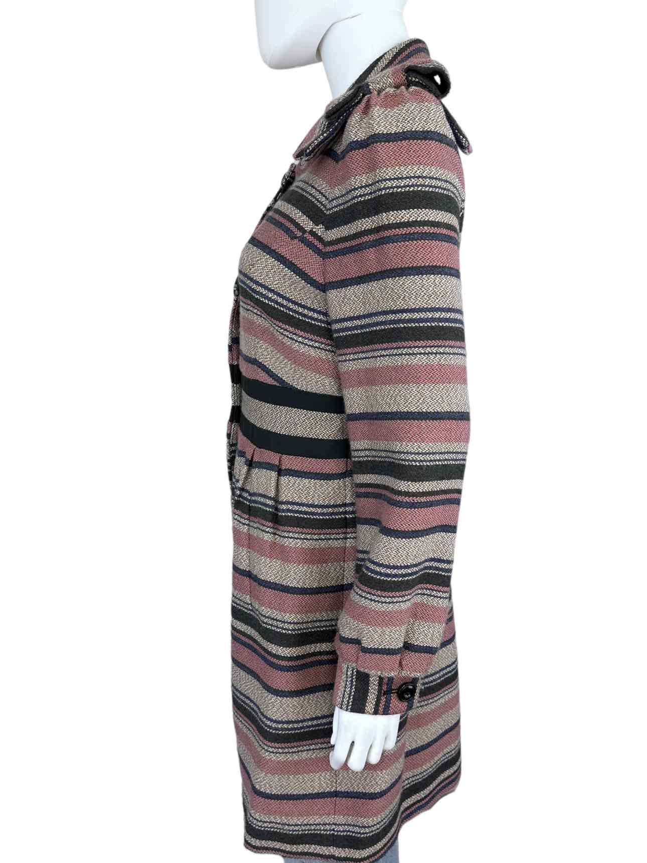 elevenses Striped Wool Blend Coat Size 4