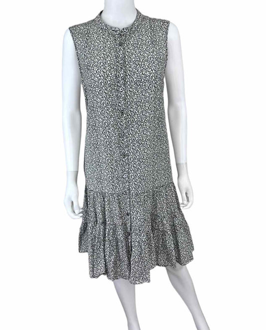 joie Gray Floral Print Midi Dress Size L