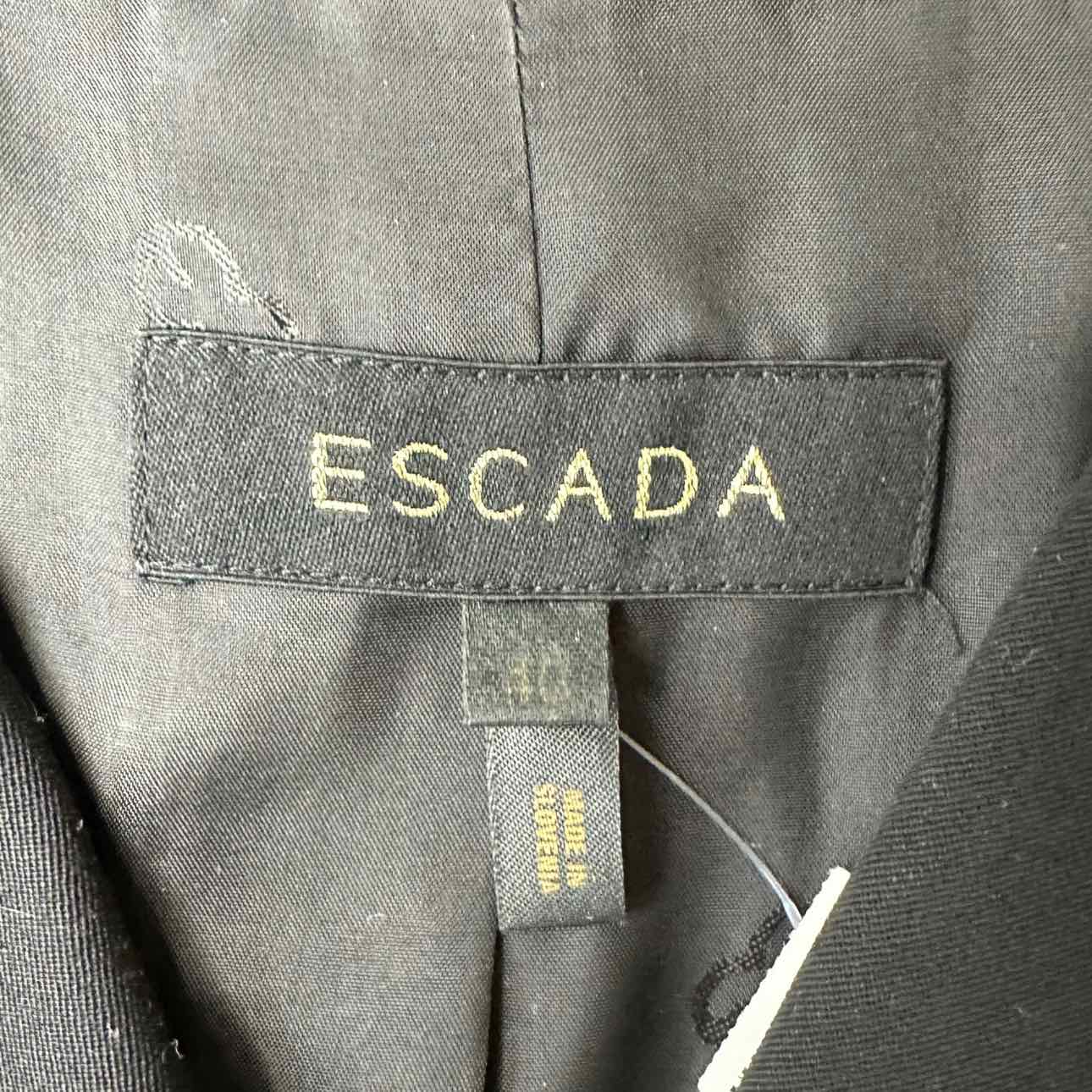ESCADA Black Wool Blazer W/ Red Stitching Detail Size M