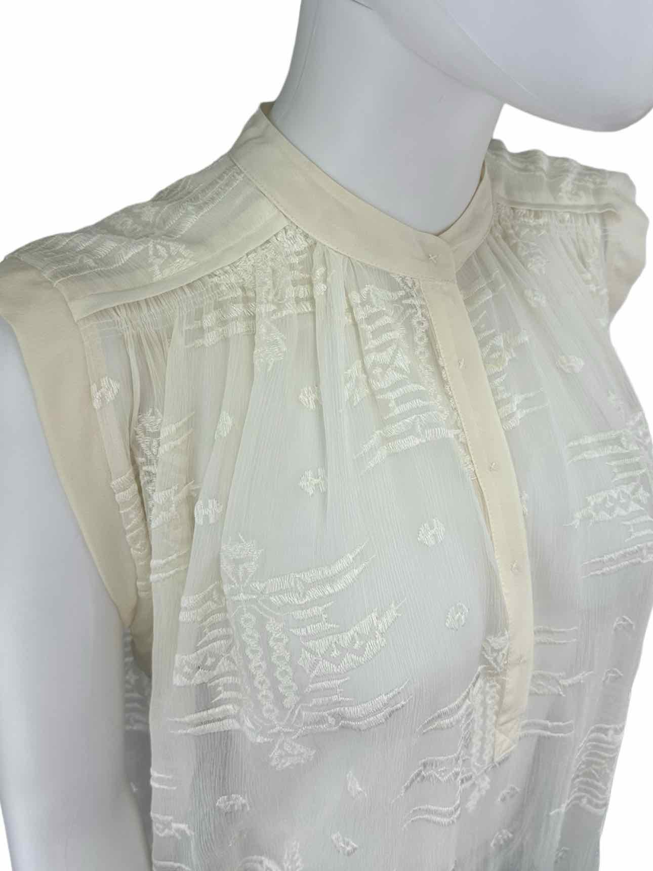 REBECCA TAYLOR Cream 100% Silk Embroidered Top Size 0