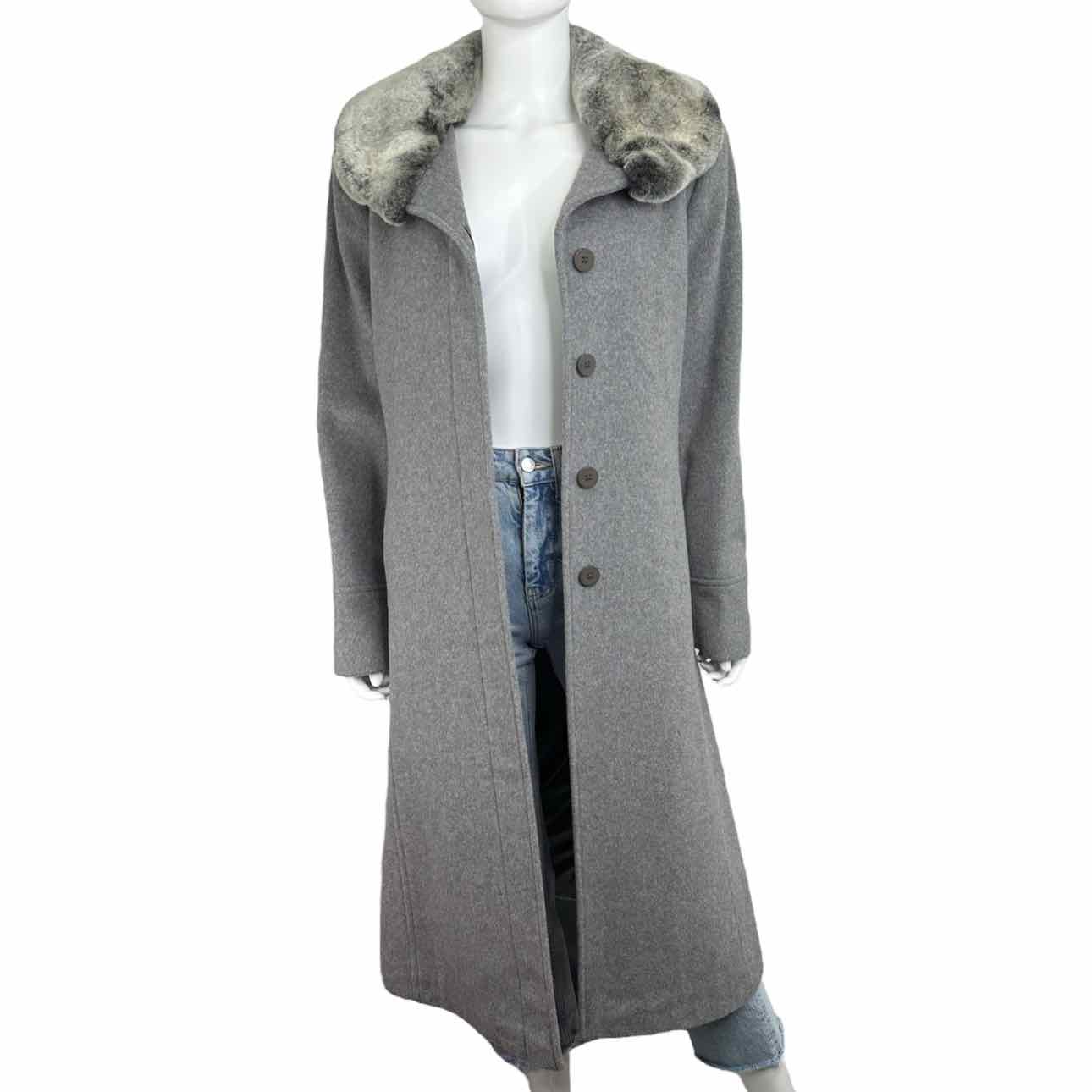 cashmere coat w/ rabbit fur collar