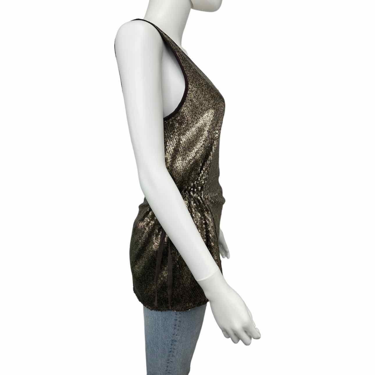 2Brych NWT Metallic Bronze Sequin Top, sleeveless sequin top