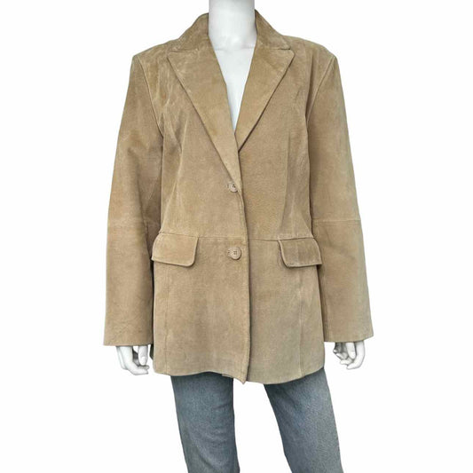 Vintage A. Bernardo Tan Suede Leather Jacket Size L