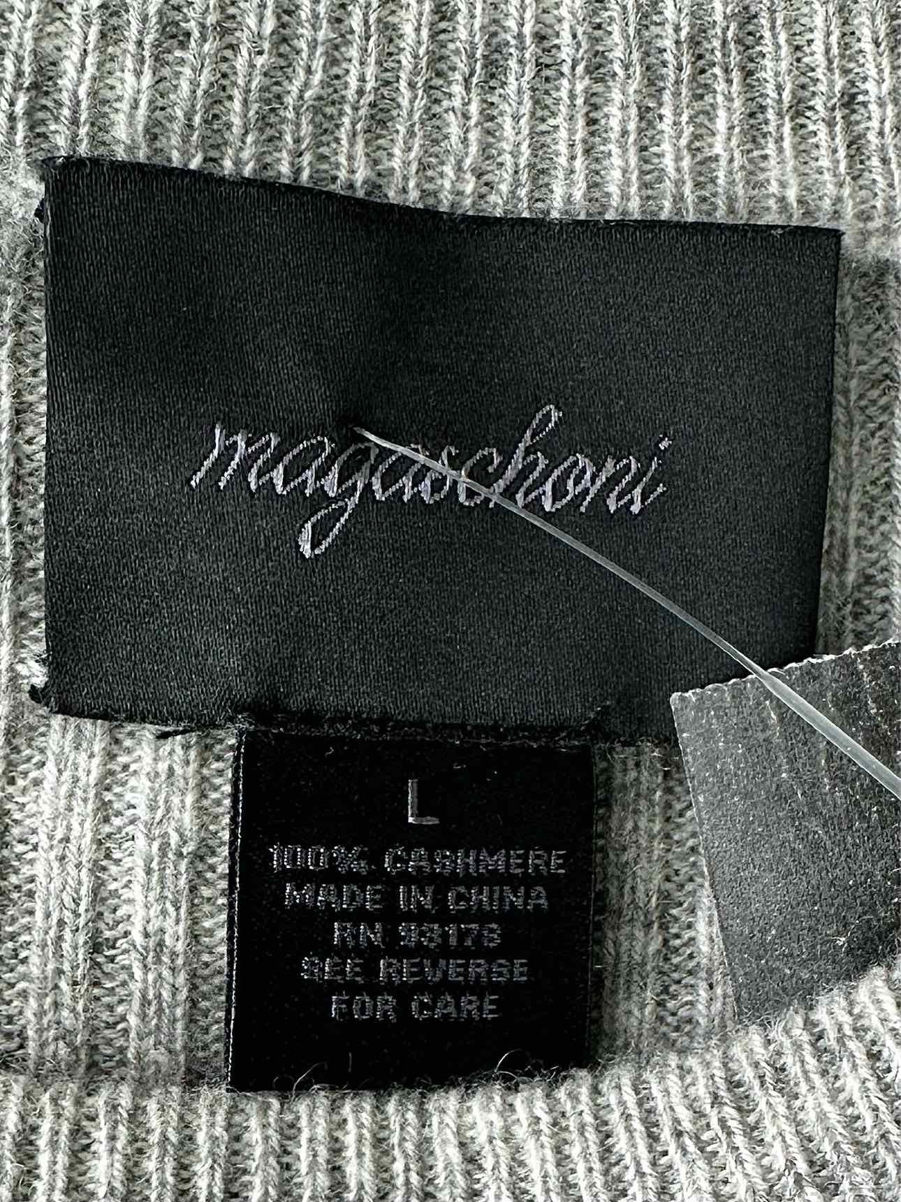 MAGASCHONI Gray 100% Cashmere Bell Sleeve Sweater, fabric content tag