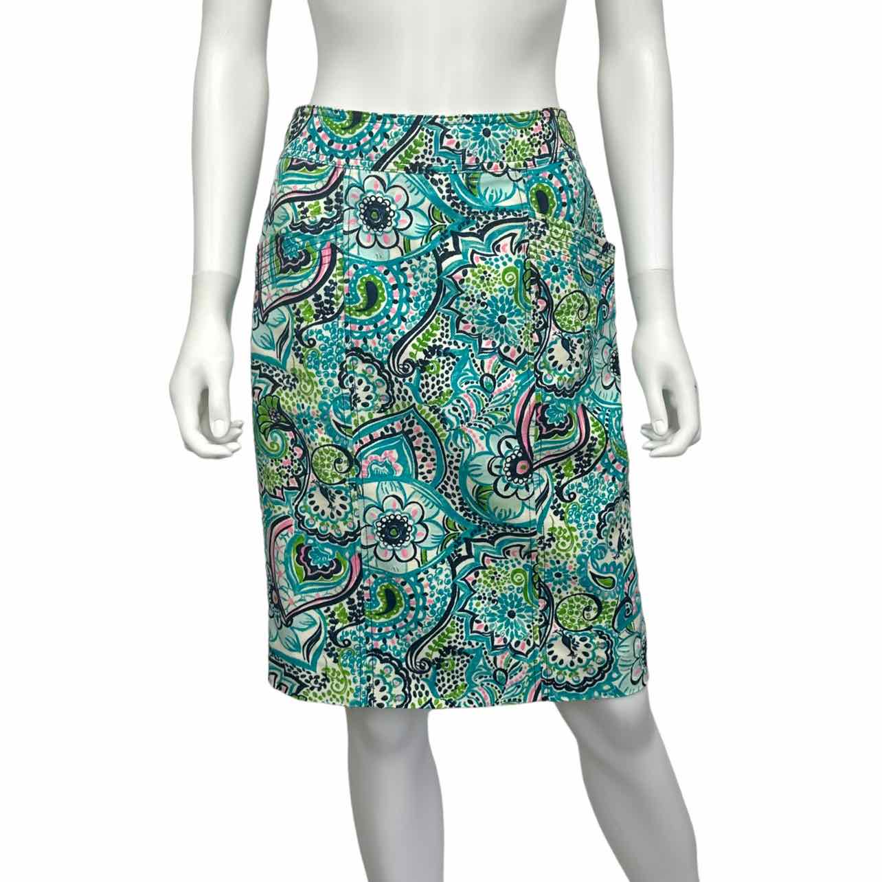 Lilly Pulitzer Colorful Print Pencil Skirt Size 2