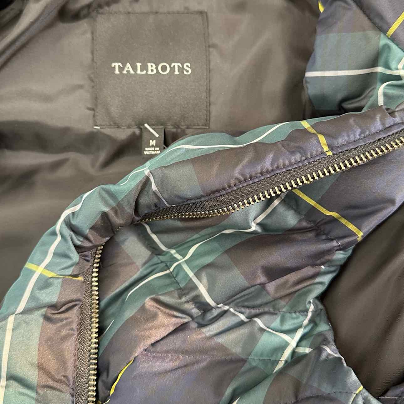 Talbots Navy Plaid Down Puffer Vest Size M