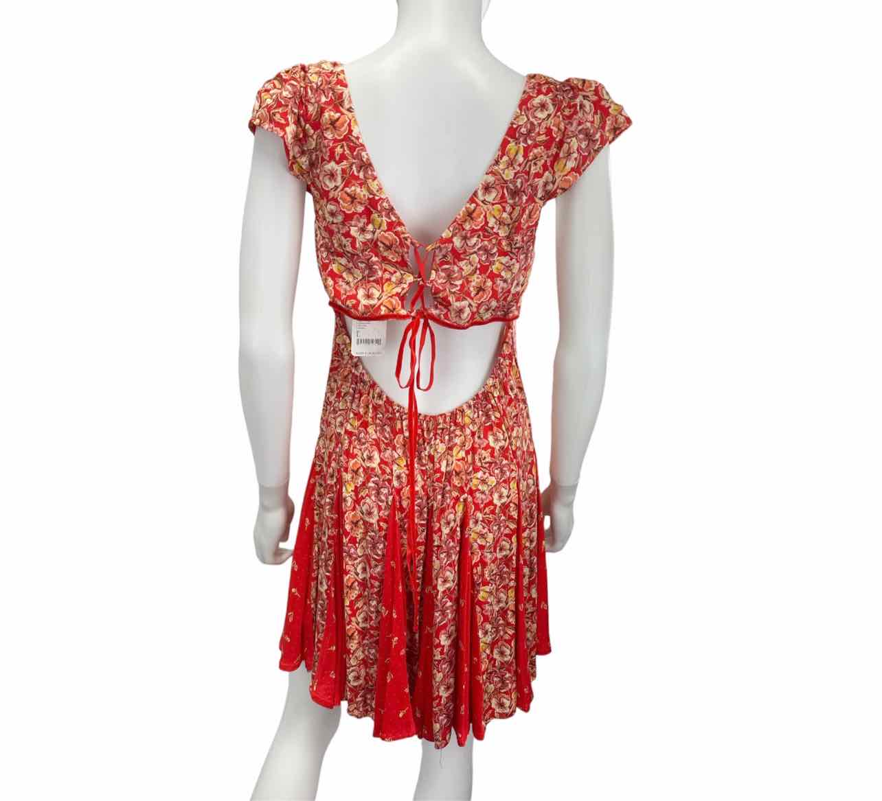 Free People NWT Red Floral Print Dress Size L