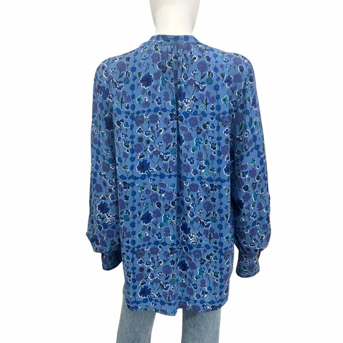 Equipment Blue Silk Floral Print Button Down Size S