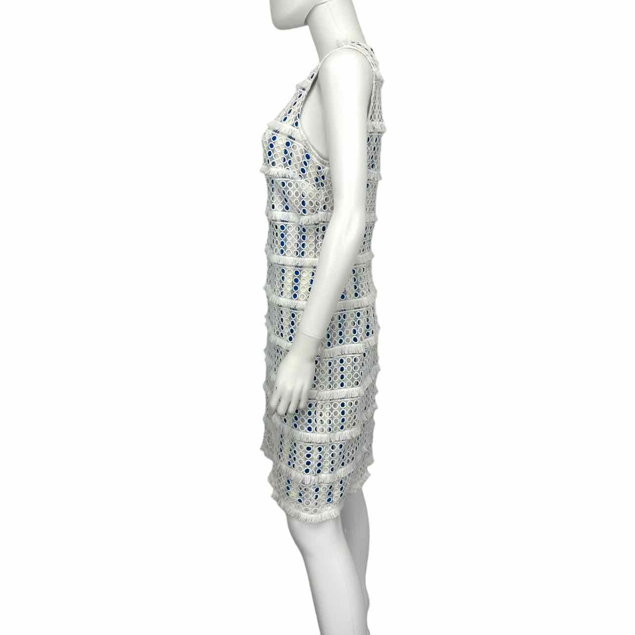 Vince Camuto White & Blue Striped Crochet Dress Size 10