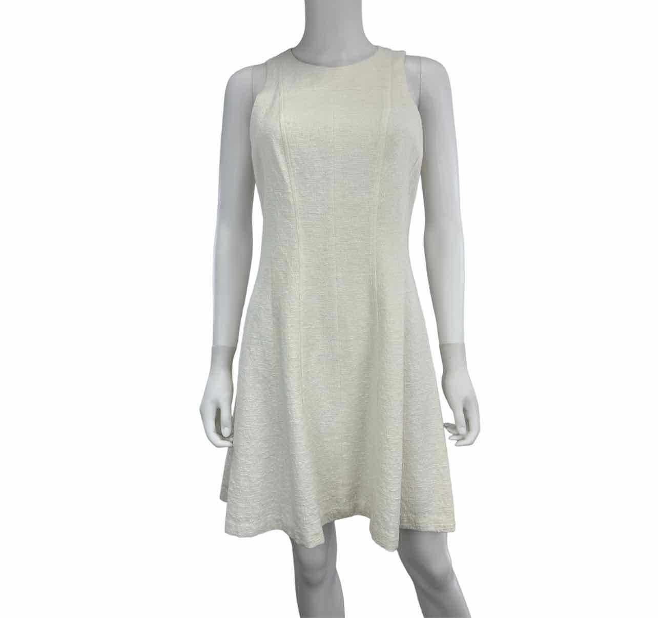 theory White Tweed Fit & Flare Dress Size 4
