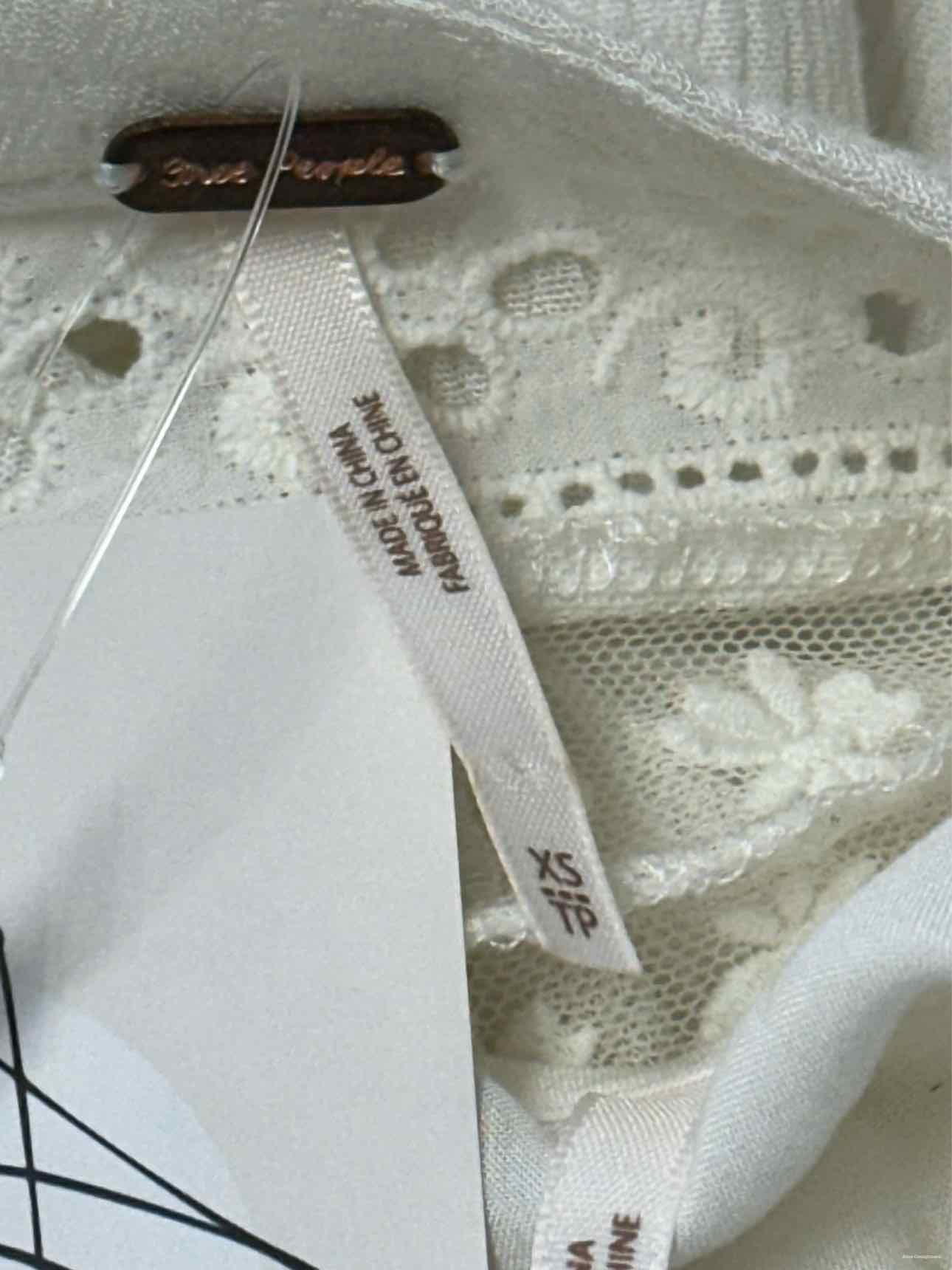 Free People White Crochet Trim Dress XS