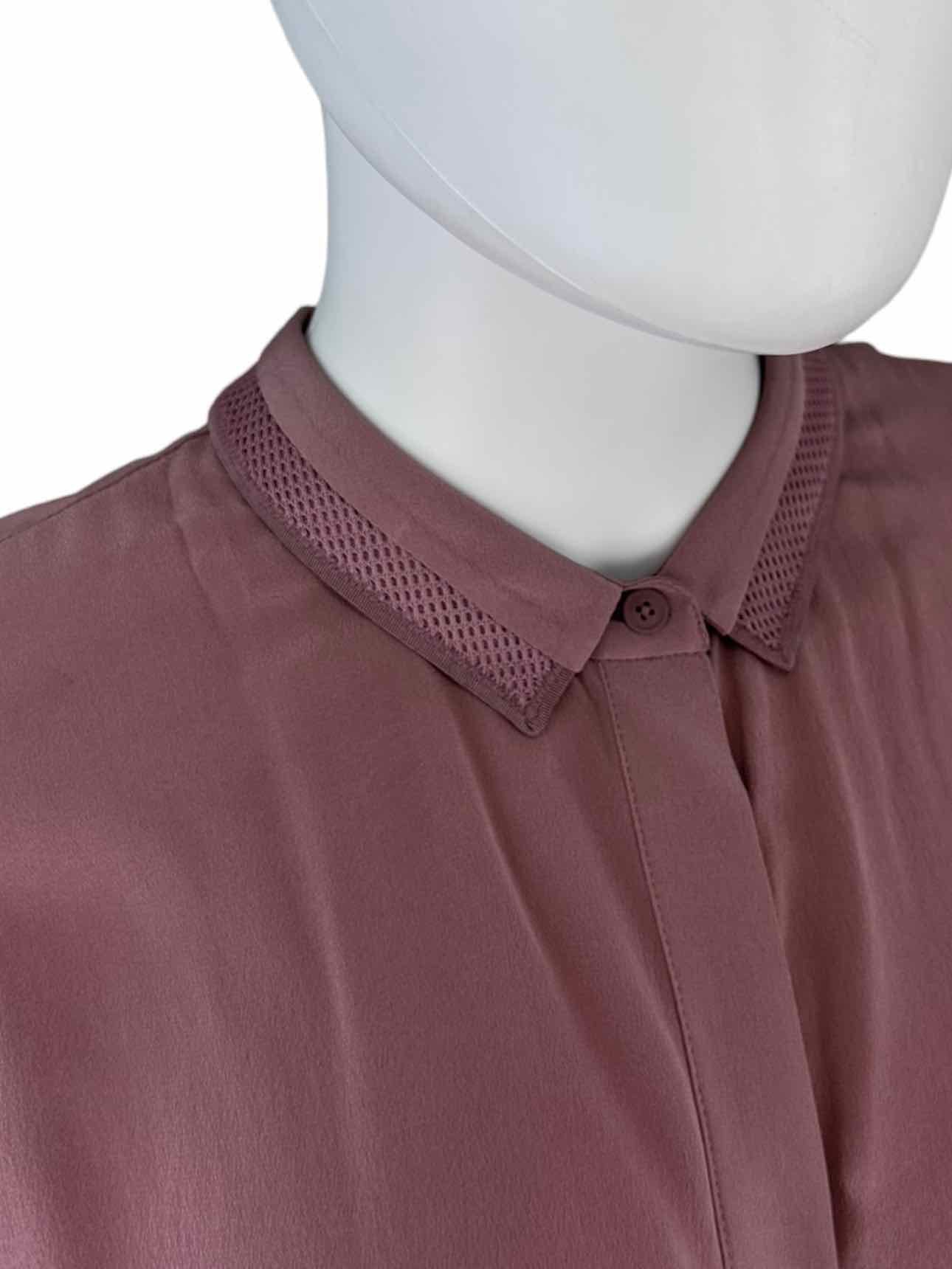 ELIE TAHARI Mauve 100% Silk Pleat Detail Top Size M
