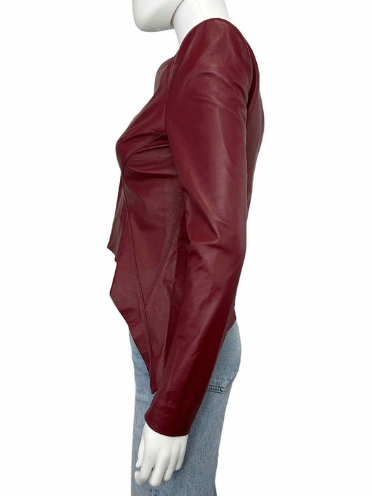 J. DOSI NWT Red Leather Peplum Jacket, left side