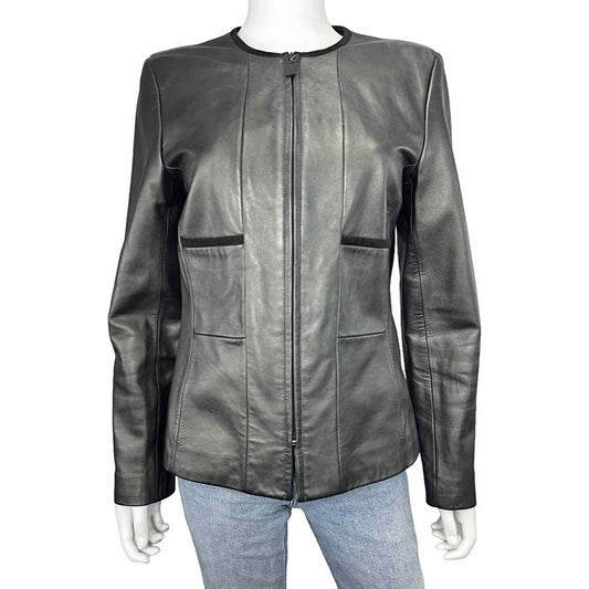 DONCASTER Metallic Gray Leather Jacket, front view