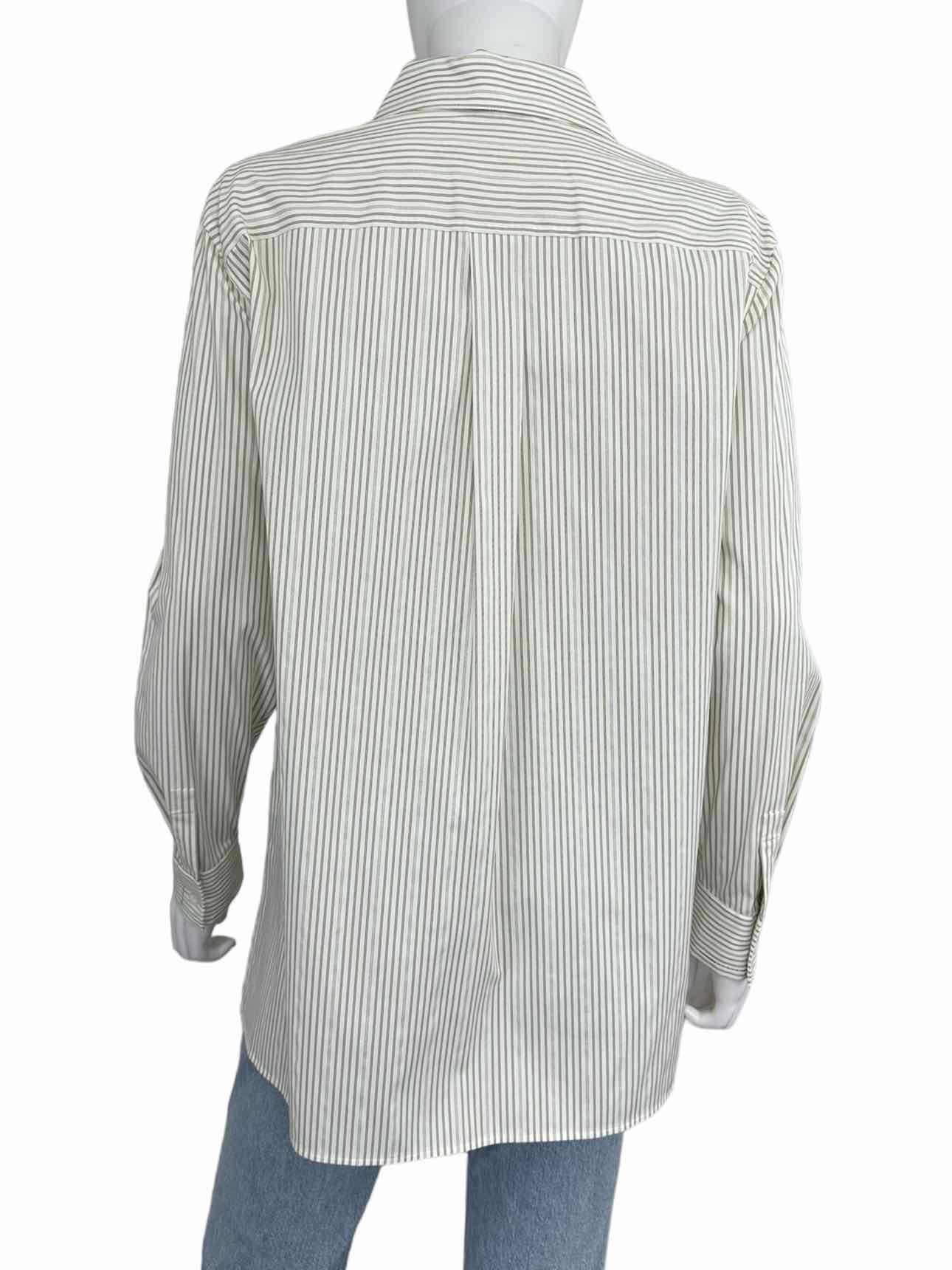 LAFAYETTE 148 NEW YORK Cream Striped Button-down Shirt Size S