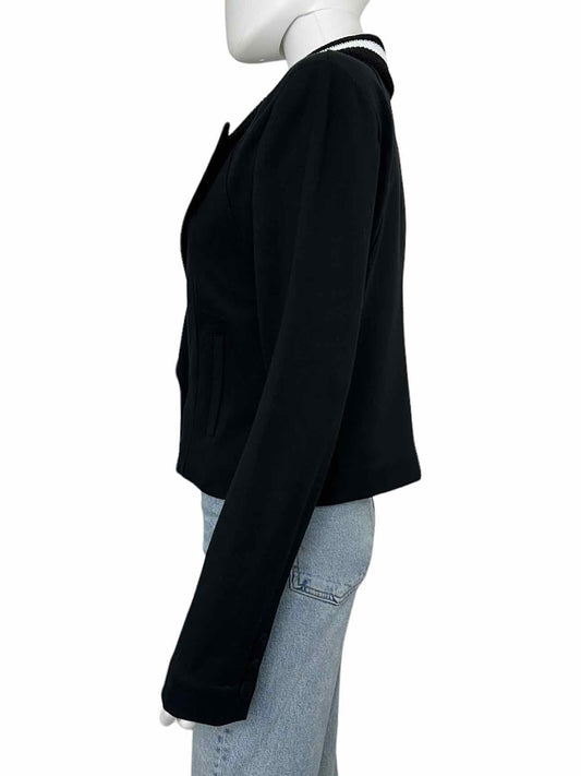 Cabi Black Tie Stretch Knit Jacket, left side