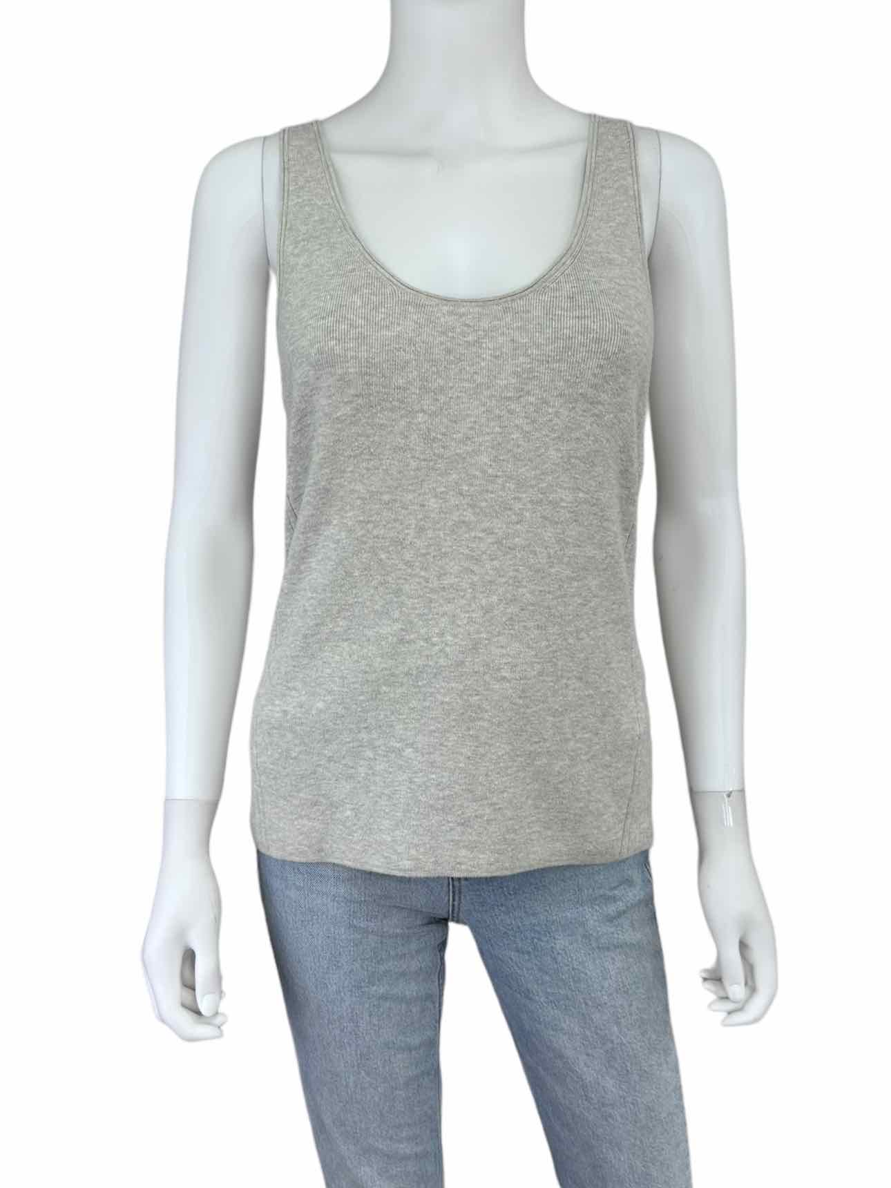 WHITE + WARREN Gray Cotton Scoop Tank Size L