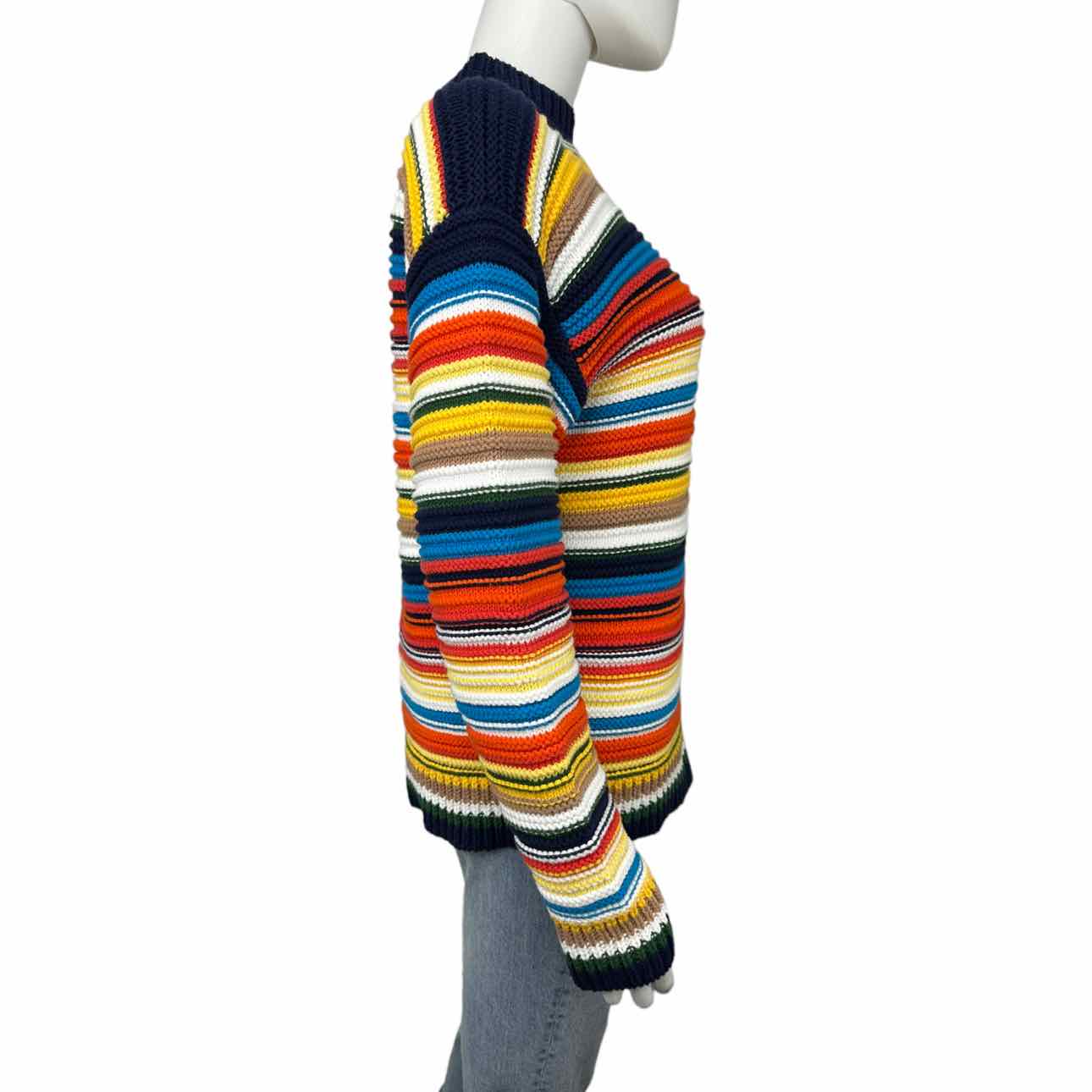 VVB VICTORIA BECKHAM 100% Cotton Striped Sweater, designer cotton sweater